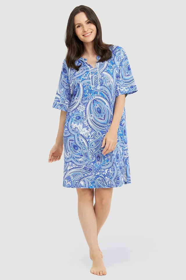 r-sch-be-happy-nachthemd-paisleydruck-v-ausschnitt-blau image 1