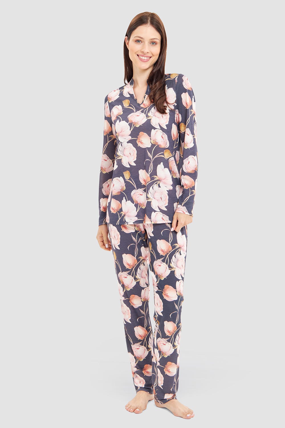 r-sch-be-happy-pyjama-lang-mehrfarbig-mit-p-onien-print image 1