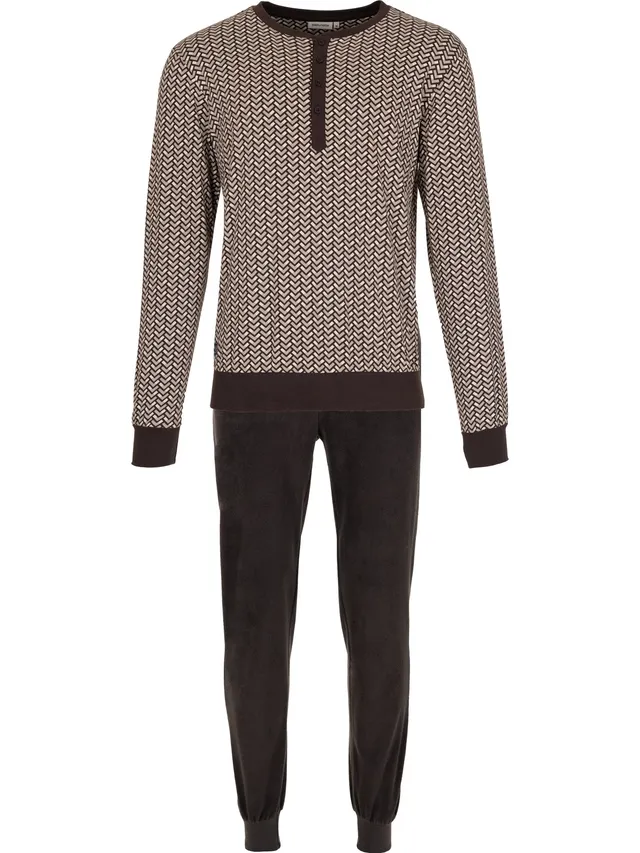 pastunette-urban-essence-pyjama-herren-braun-baumwolle image 1