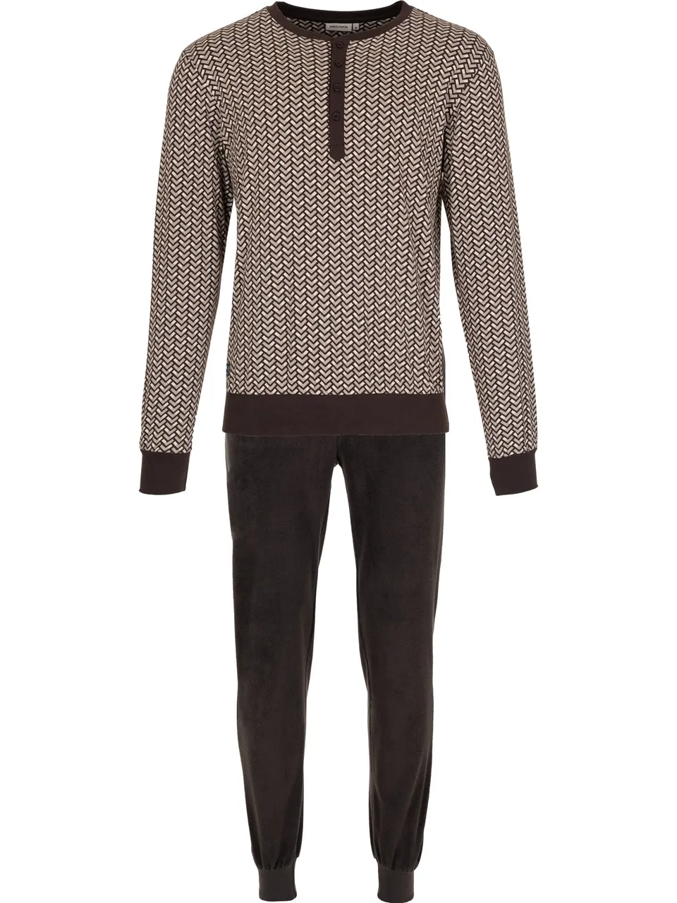 pastunette-urban-essence-pyjama-herren-braun-baumwolle image 1