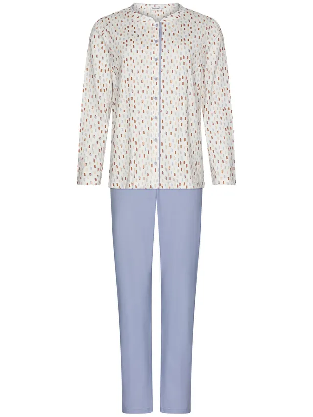pastunette-tender-pyjama-damen-wei-blau-baumwolle image 1