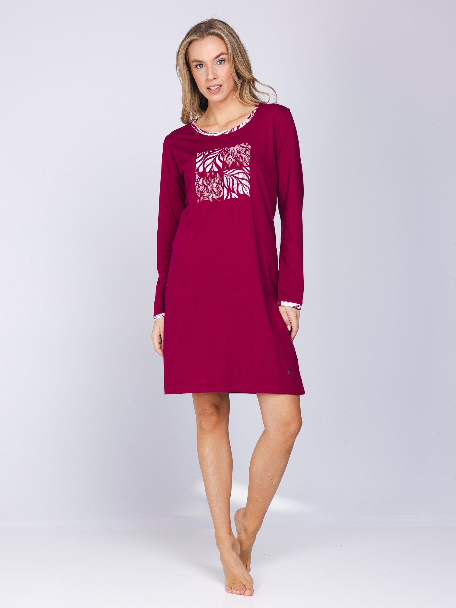 pastunette-rosewood-comfort-nachthemd-rot-bio-baumwolle-2 image 2