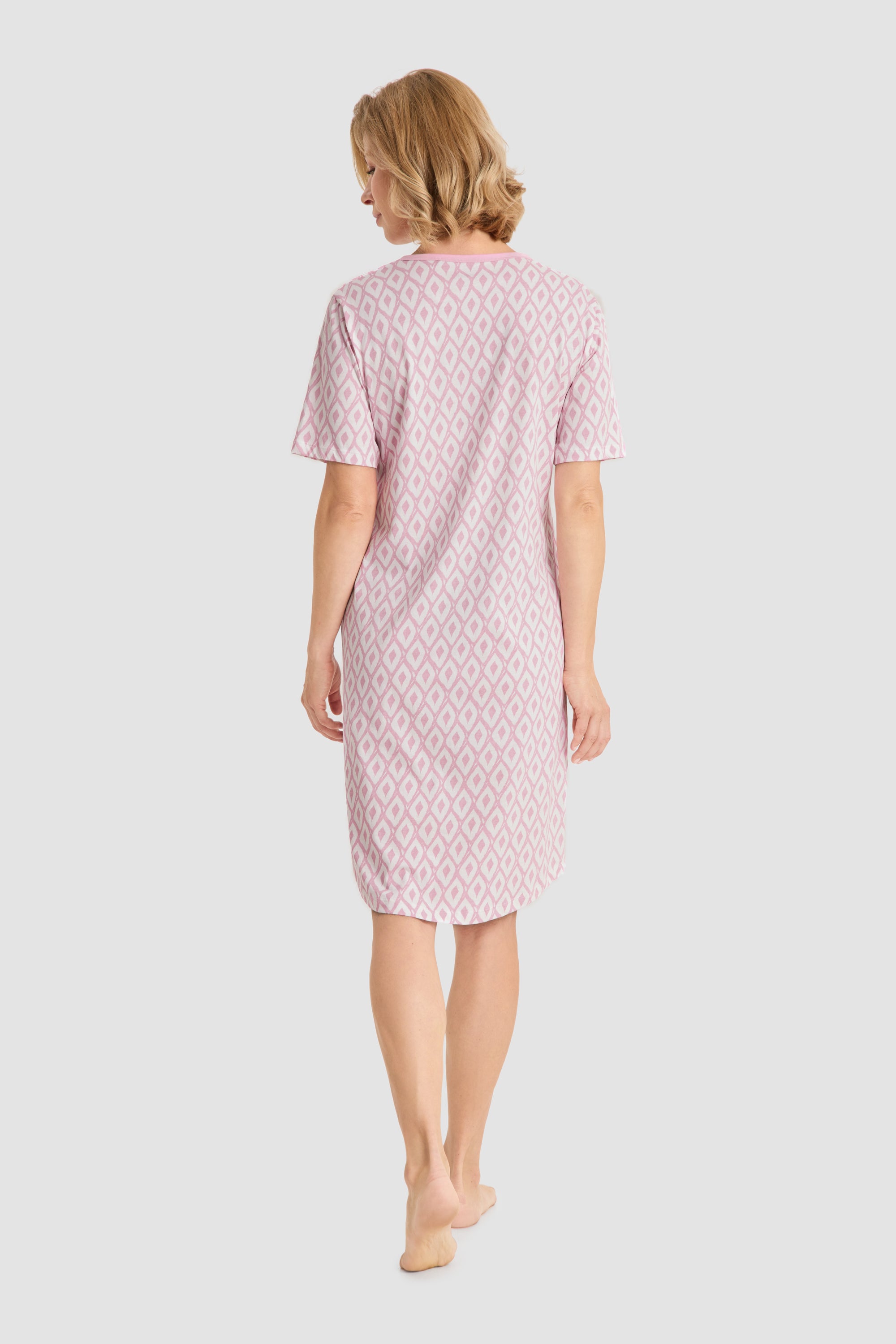 r-sch-be-happy-nachthemd-midi-karo-rosa-100-baumwolle image 3