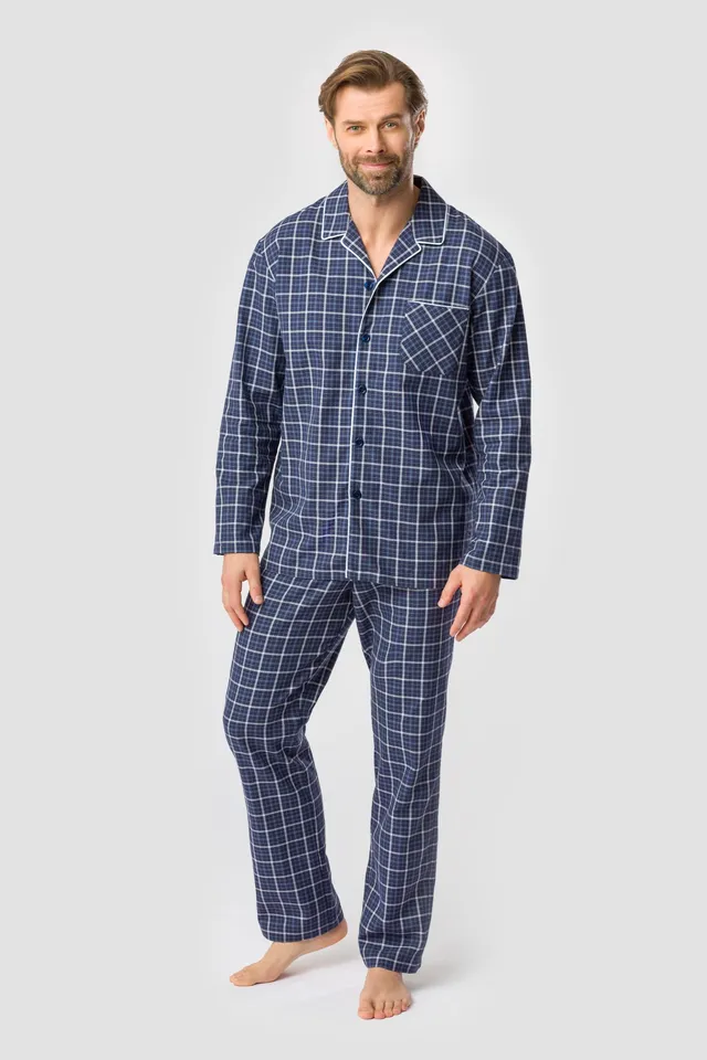 r-sch-be-happy-herren-pyjama-lang-blau-karo-web image 1