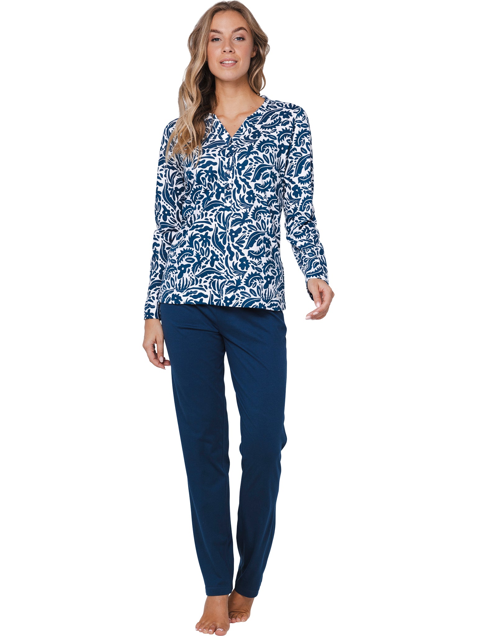 pastunette-blue-bloom-pyjama-blau-wei-bio-baumwolle-set image 3