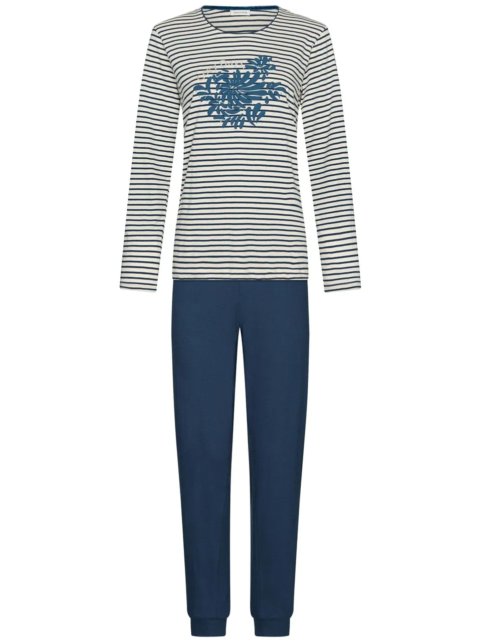 pastunette-nordic-bloom-pyjama-blau-bio-baumwolle-lang image 1
