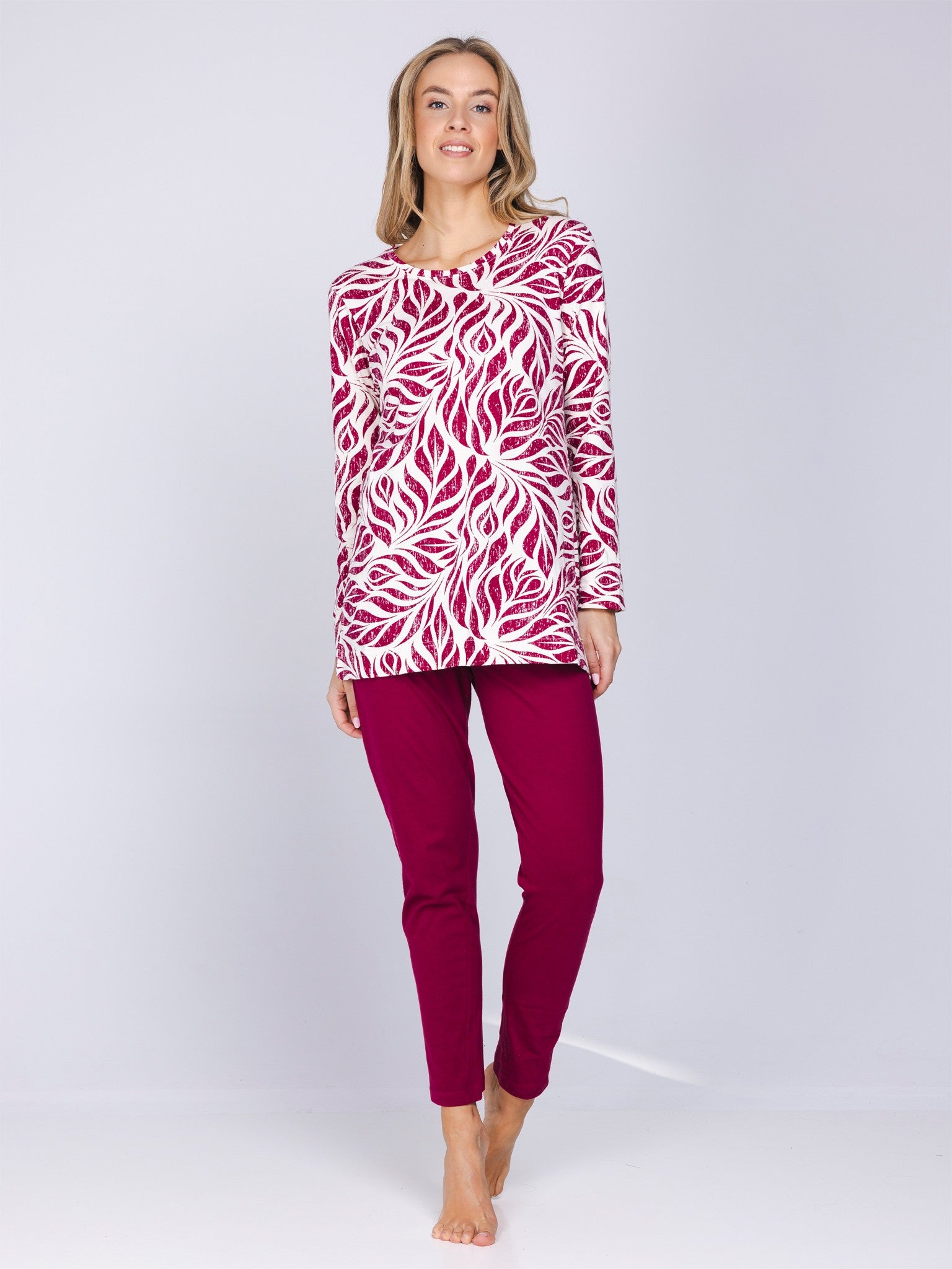 pastunette-rosewood-comfort-pyjama-rot-bio-baumwolle image 3