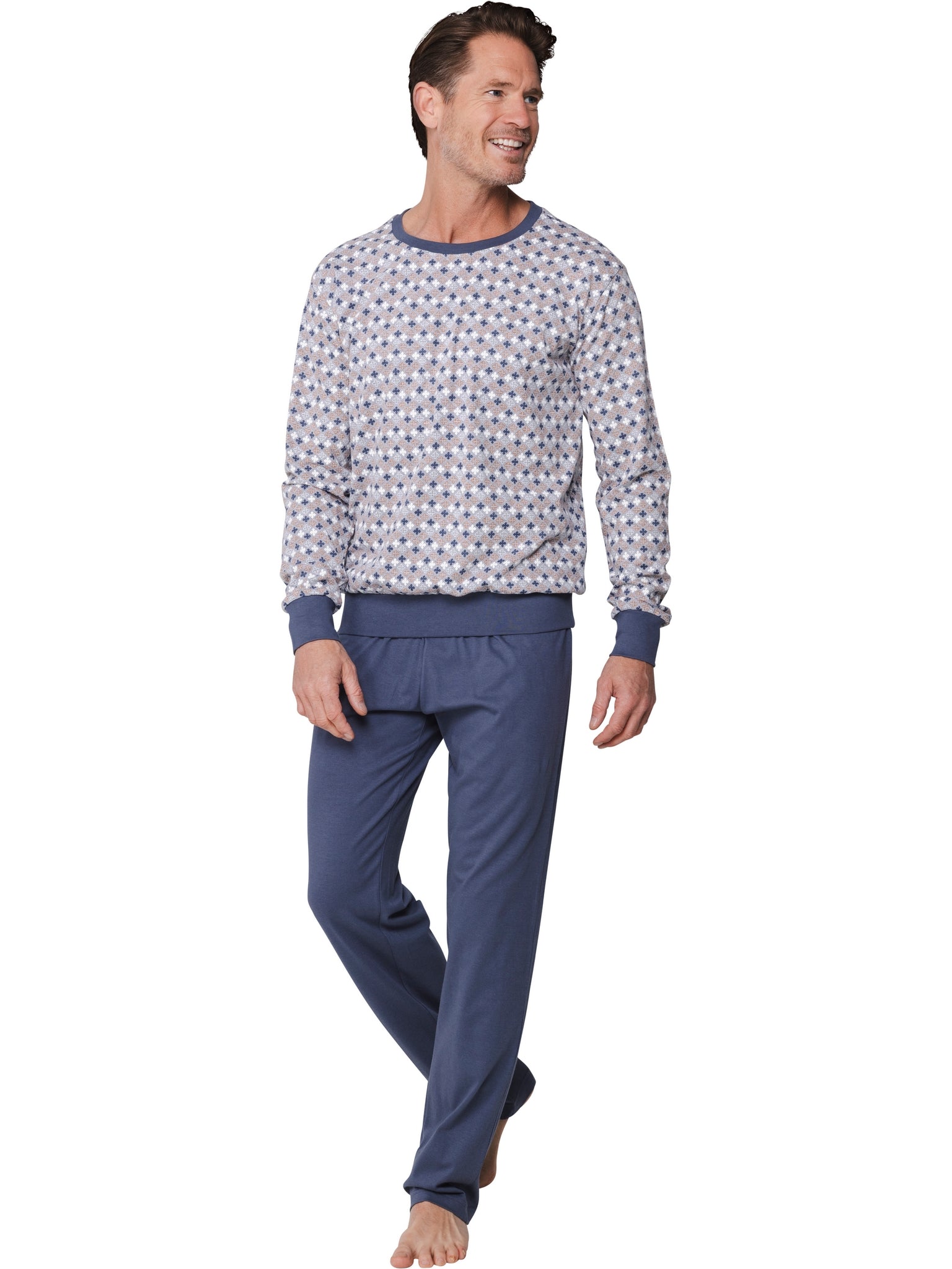 pastunette-gray-melee-pyjama-herren-grau-grafik-print image 3