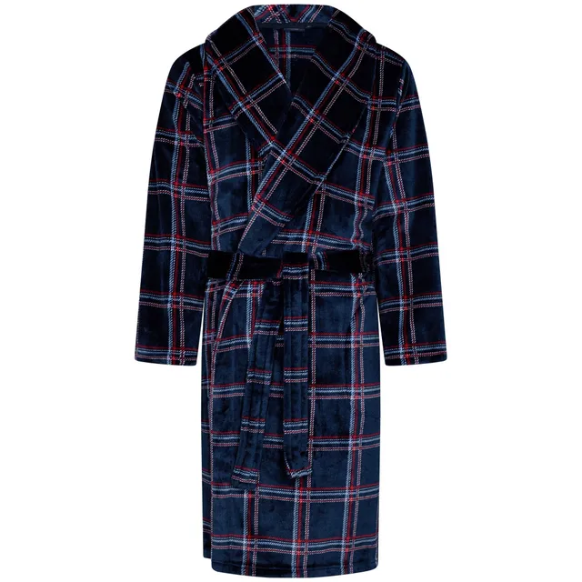 pastunette-twist-bademantel-herren-blau-karo-fleece image 1