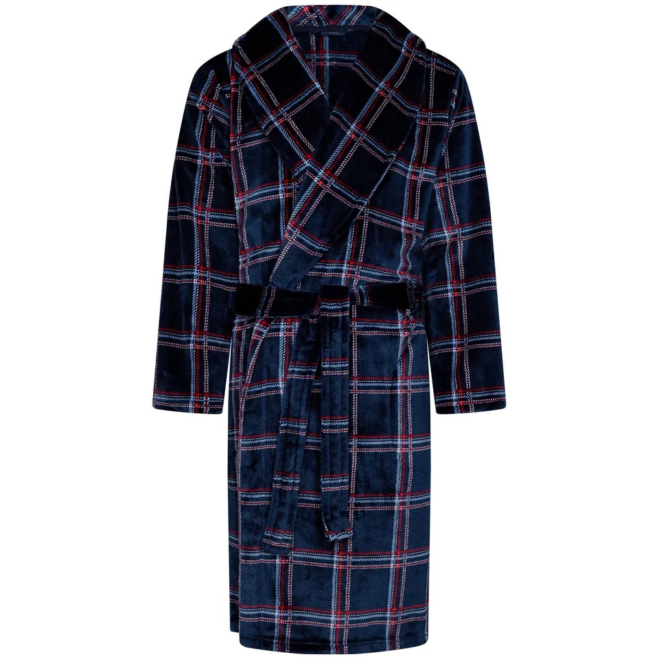 pastunette-twist-bademantel-herren-blau-karo-fleece image 1