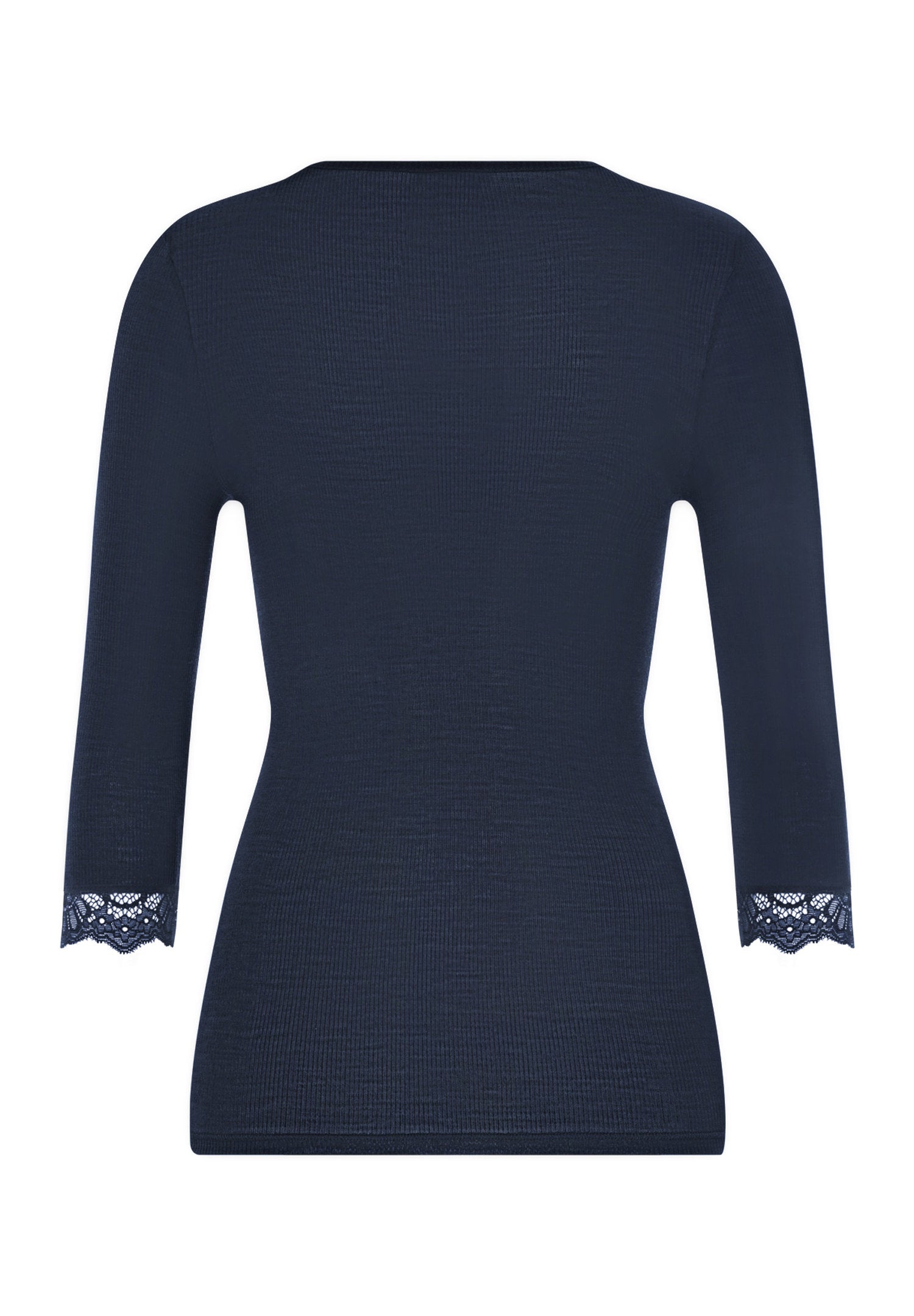 hanro-woolen-lace-3-4-shirt-deep-navy-wolle-seide-damen image 3