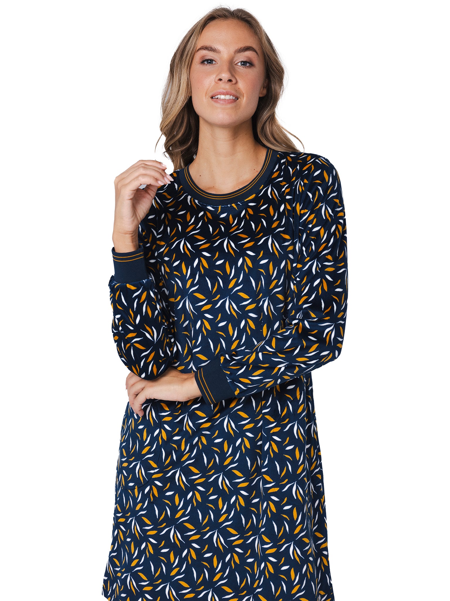 pastunette-moonlite-nachthemd-blau-langarm-velours-fleece image 4