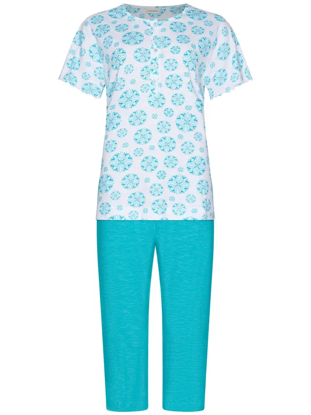 pastunette-ipanema-pyjama-baumwolle-wei-t-rkis-muster-38 image 1
