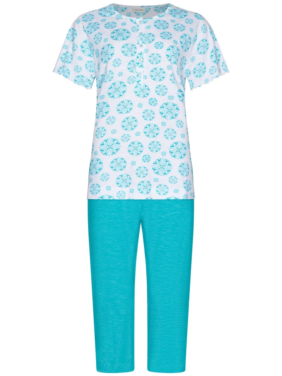 pastunette-ipanema-pyjama-baumwolle-wei-t-rkis-muster-38 image 1