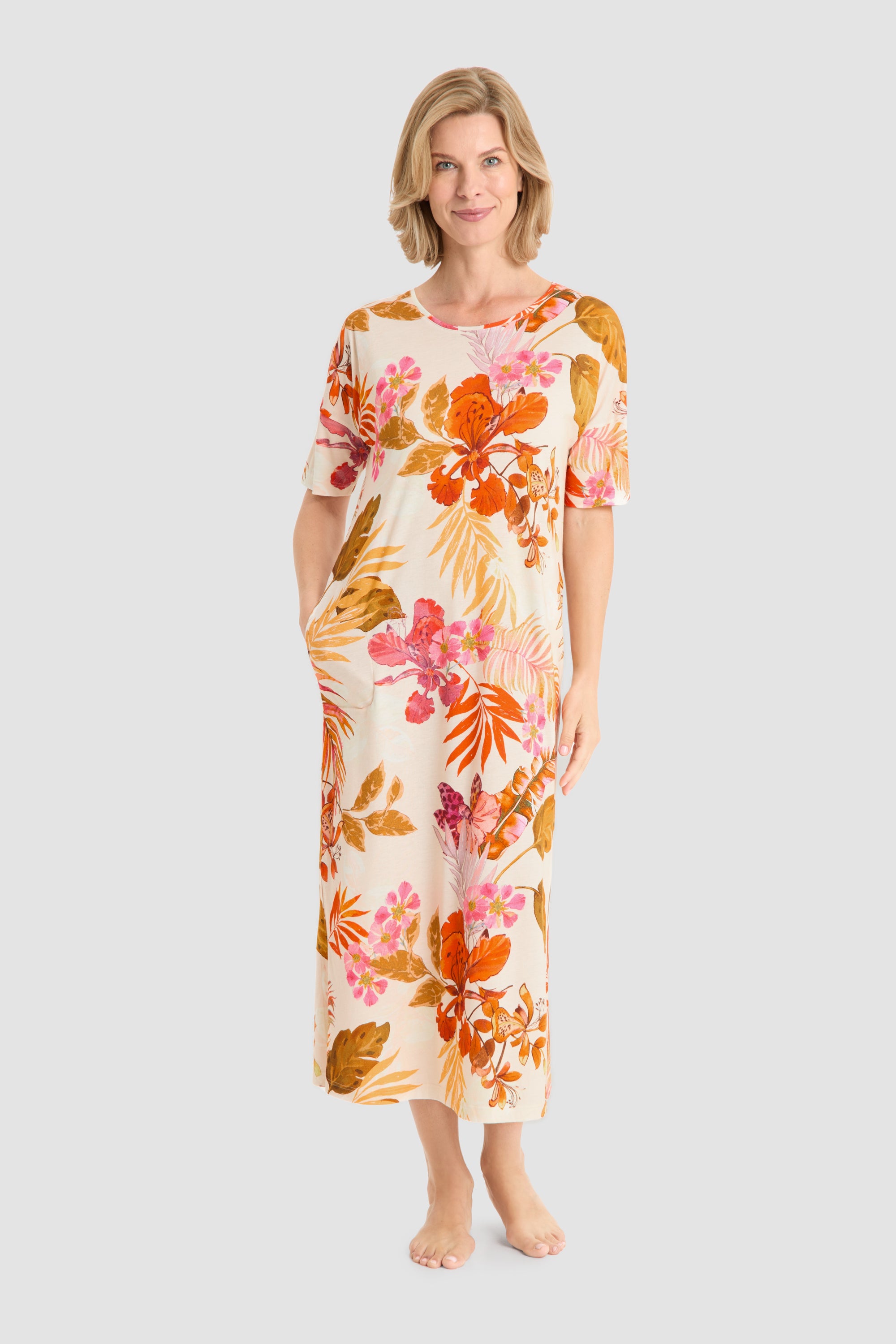 r-sch-be-happy-nachthemd-maxi-orange-mit-taschen image 1
