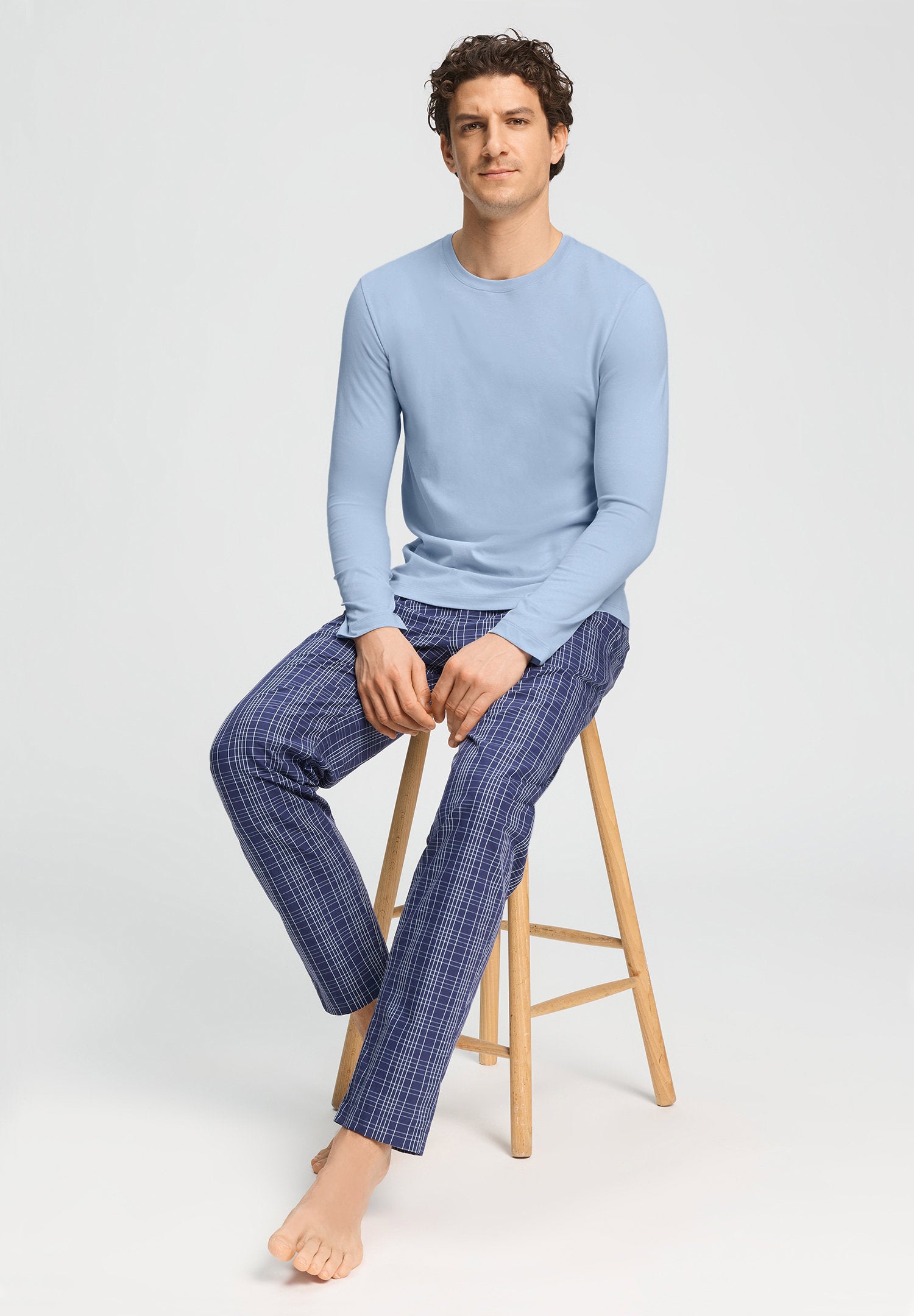 hanro-living-shirts-langarmshirt-cashmere-blue-baumwolle image 5