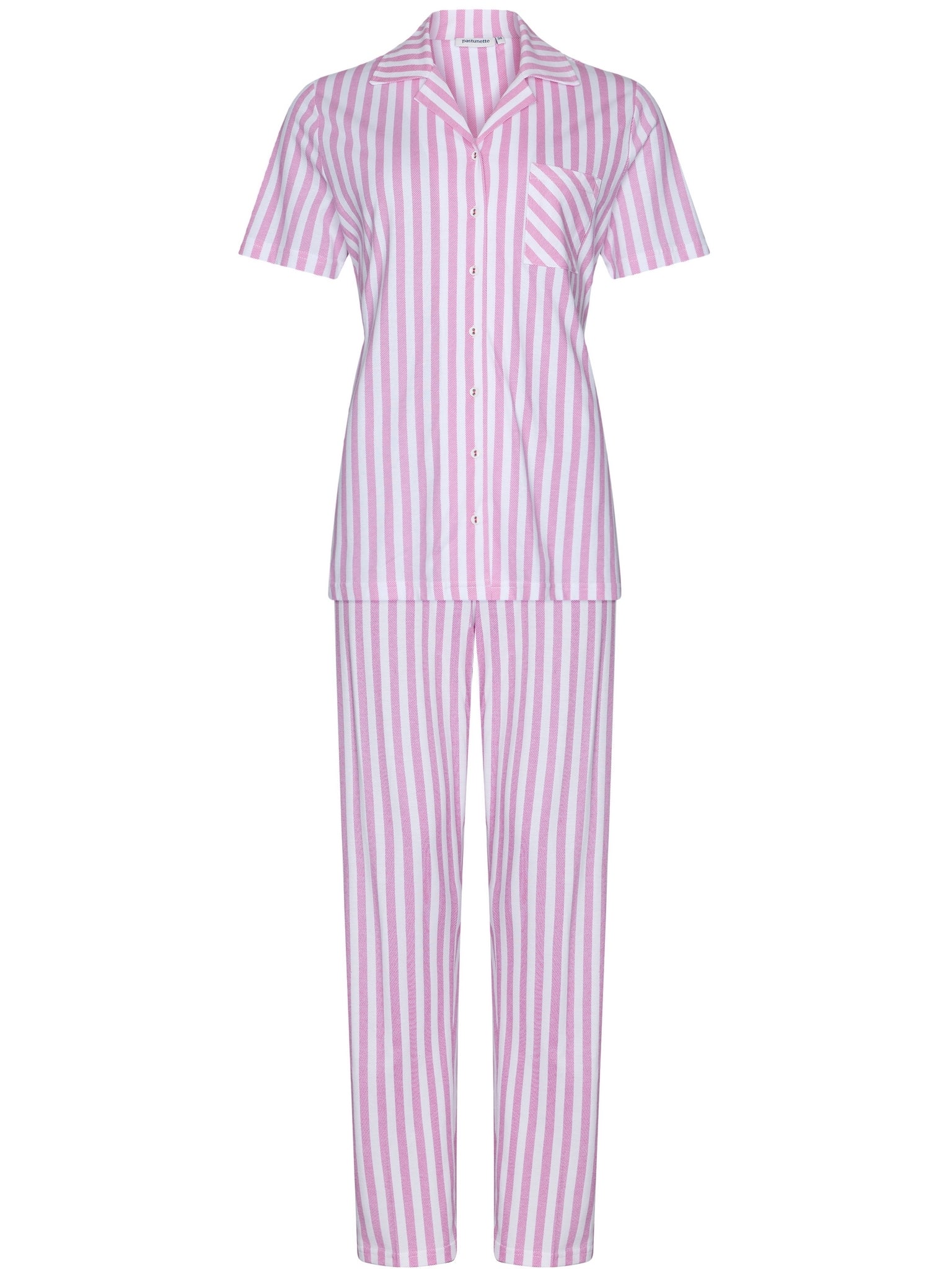 pastunette-pink-dream-pyjama-rosa-gestreift-knopf-baumwolle image 1
