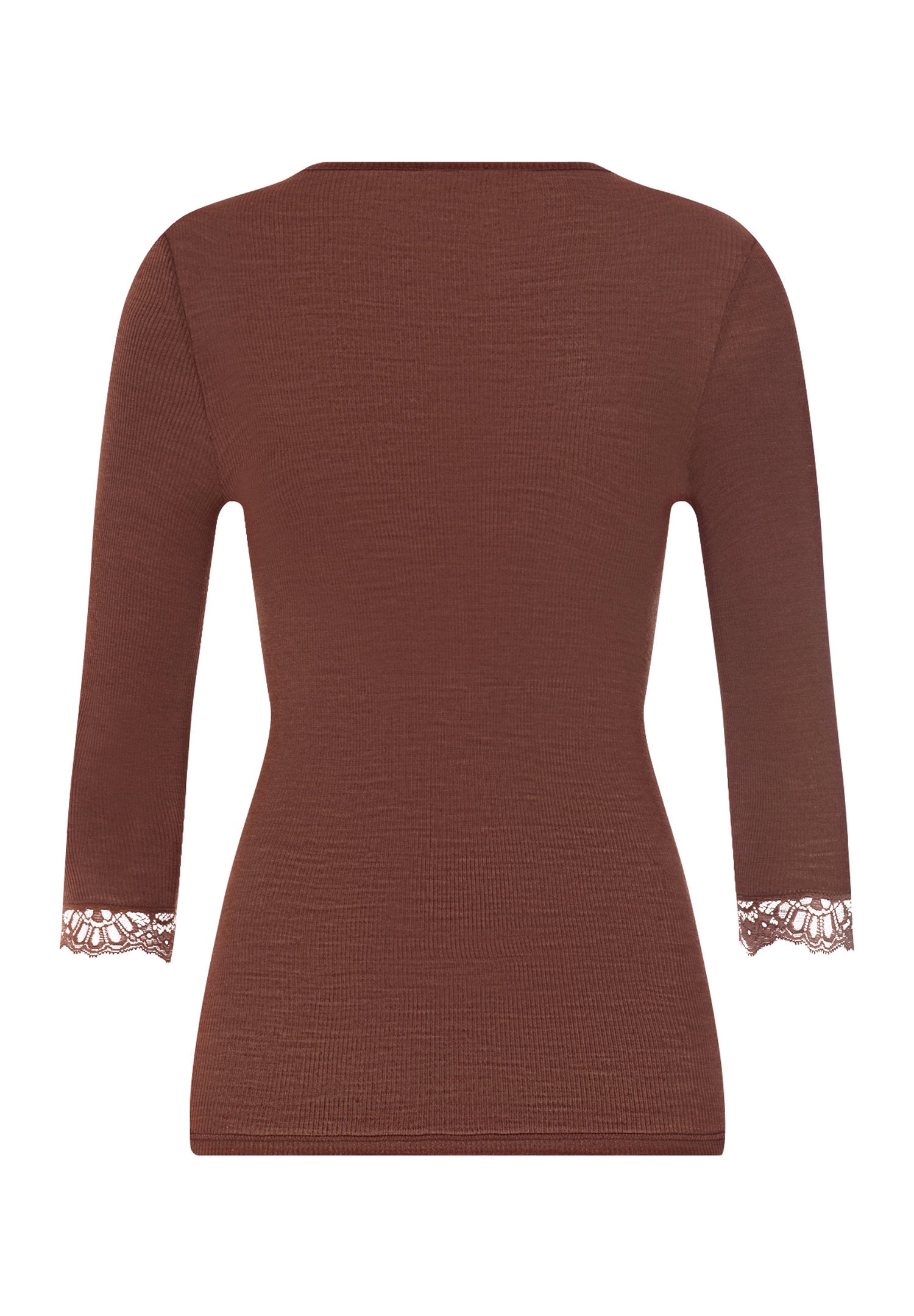 hanro-woolen-lace-shirt-3-4-arm-cinnamon-wolle-seide image 3