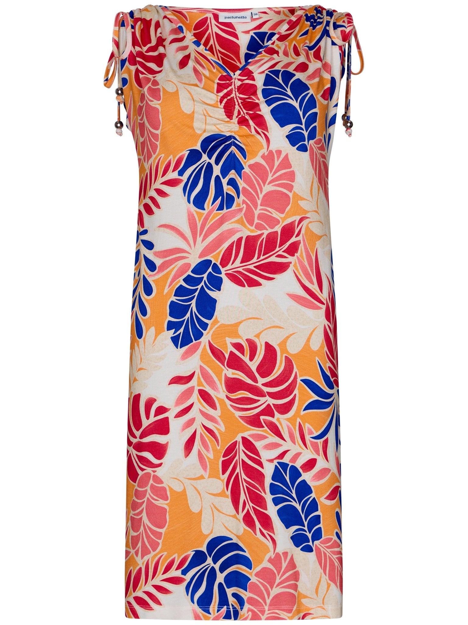 pastunette-sunset-coral-strandkleid-orange-bl-tter-viskose image 1