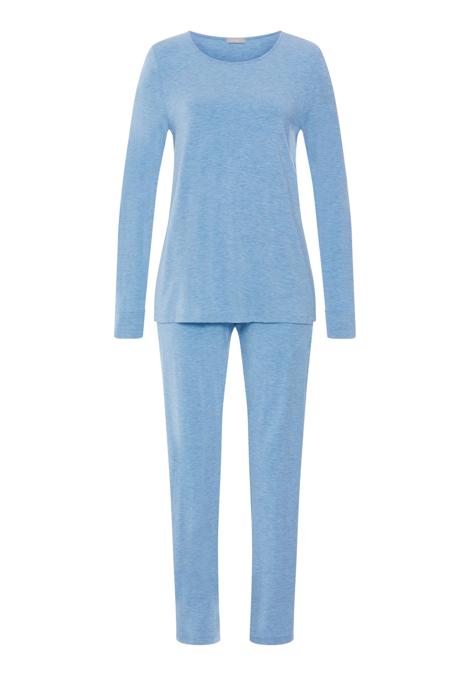 hanro-natural-elegance-langarm-pyjama-bluebird-melange image 1