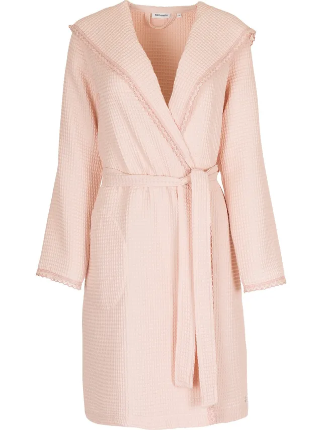 pastunette-waffle-bademantel-rosa-baumwolle-kapuze-s-2xl image 1