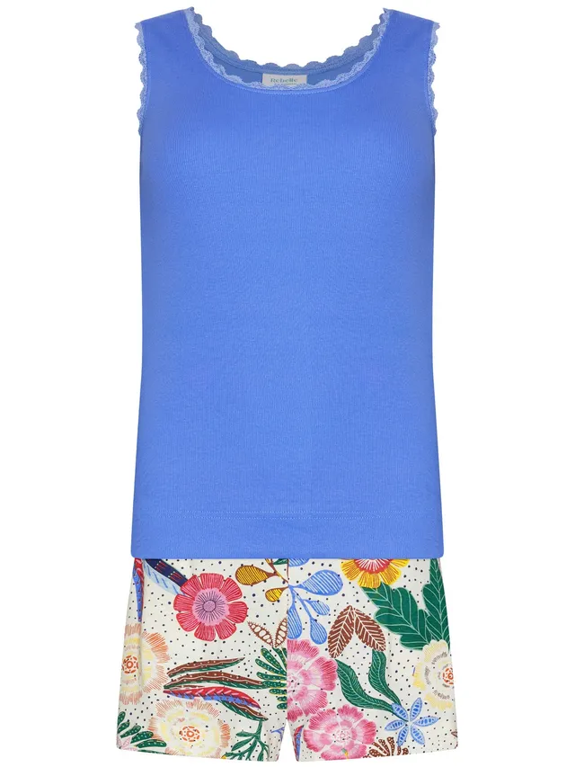 myrebelle-tropic-blush-shortama-blau-top-blumen-shorts image 1
