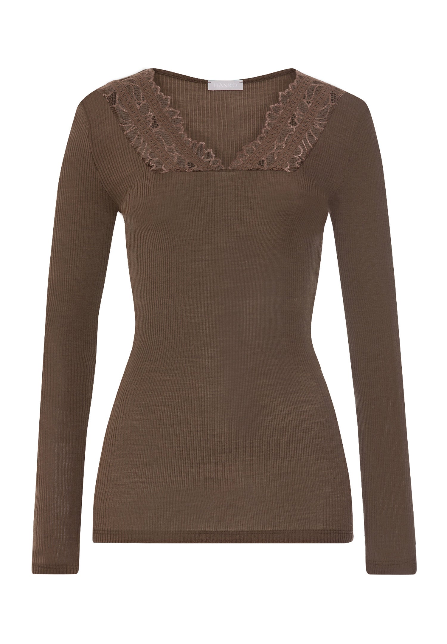 hanro-marcia-langarmshirt-natural-teak-seide-spitze image 2