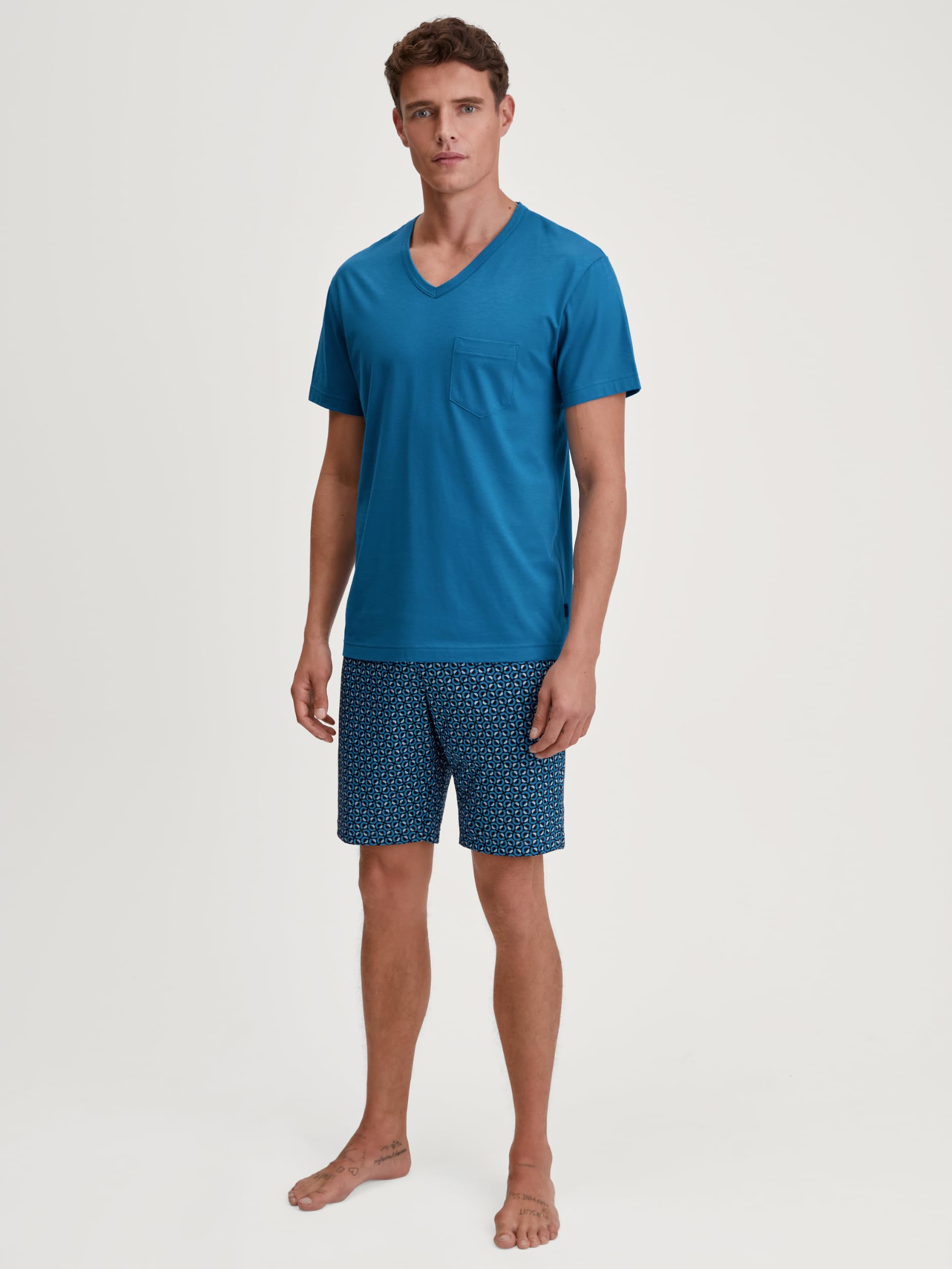 calida-relax-imprint-kurz-pyjama-herren-baumwolle-laurel-green image 2
