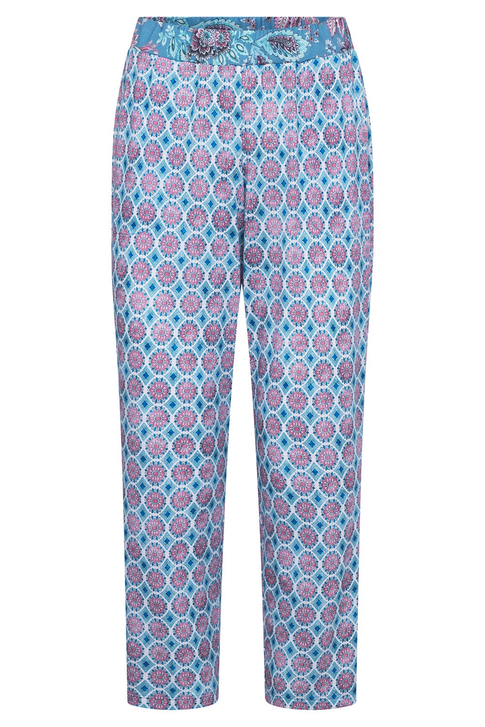 r-sch-be-happy-7-8-hose-ornamentdruck-schlafhose-blau-jersey image 2