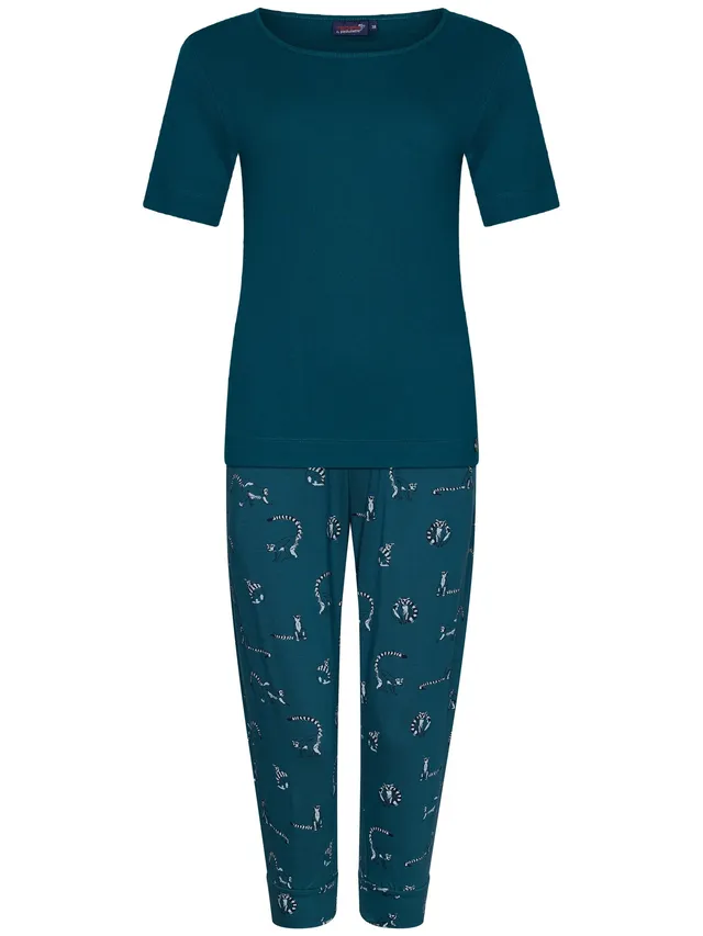 rebelle-maki-pyjama-t-rkis-mit-caprihose-bio-baumwolle image 1