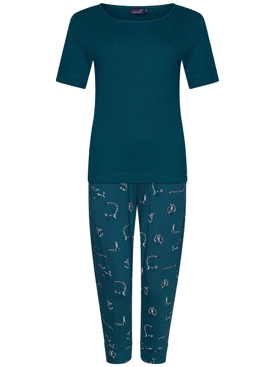 rebelle-maki-pyjama-t-rkis-mit-caprihose-bio-baumwolle image 1