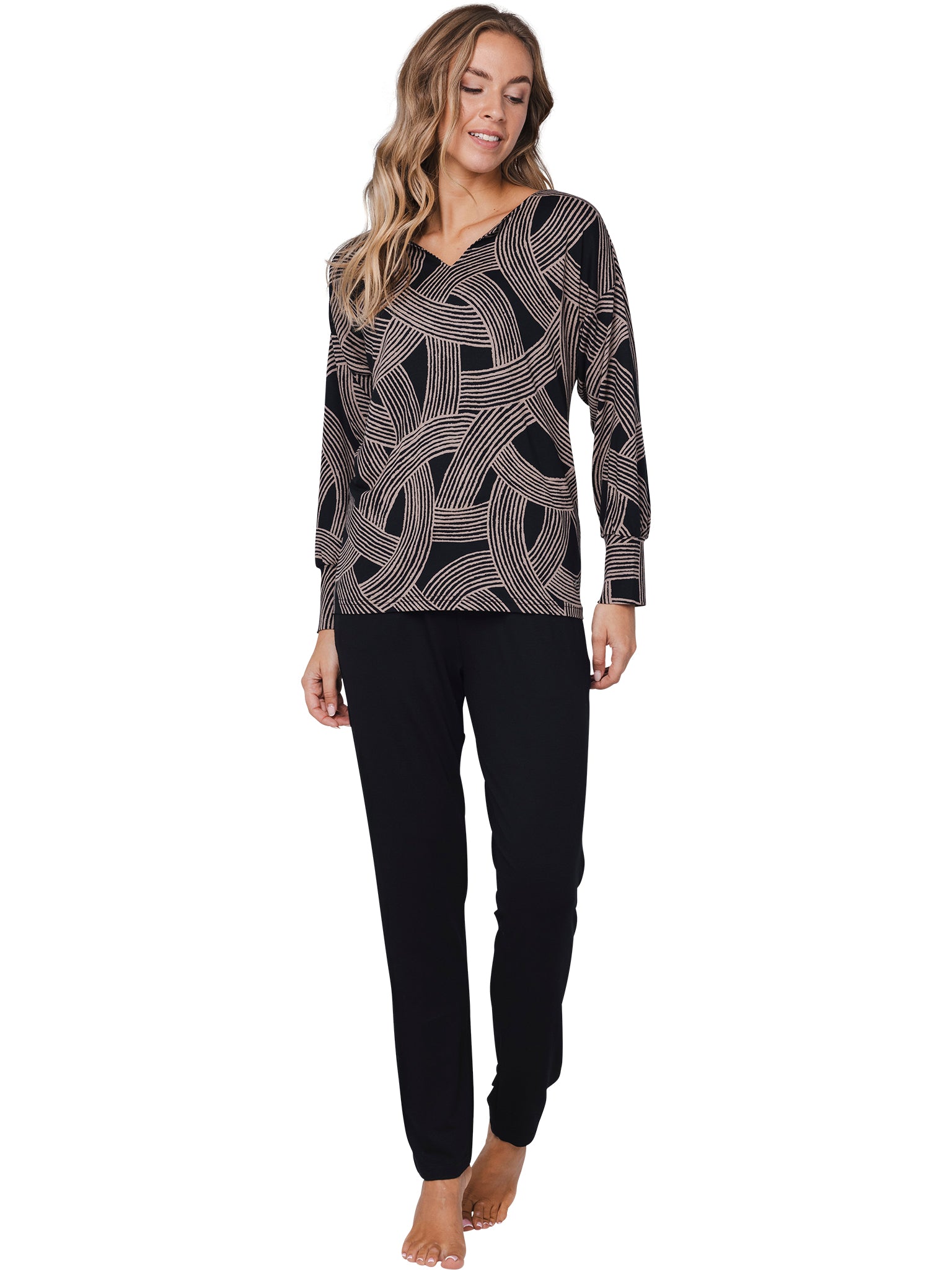 pastunette-premium-balance-pyjama-schwarz-viskose-langarm image 3