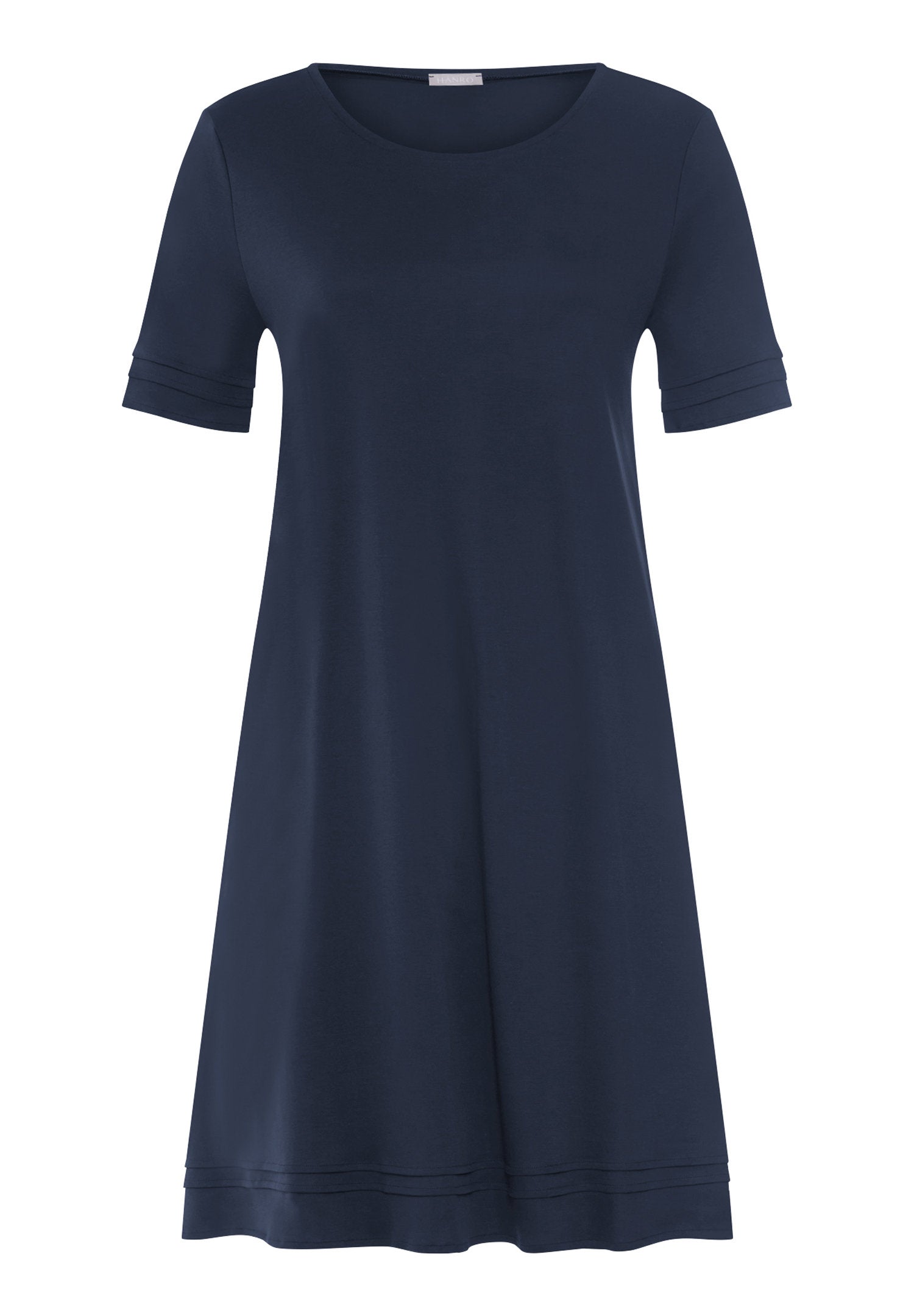 hanro-pilar-nachthemd-kurzarm-95cm-deep-navy-baumwolle image 1