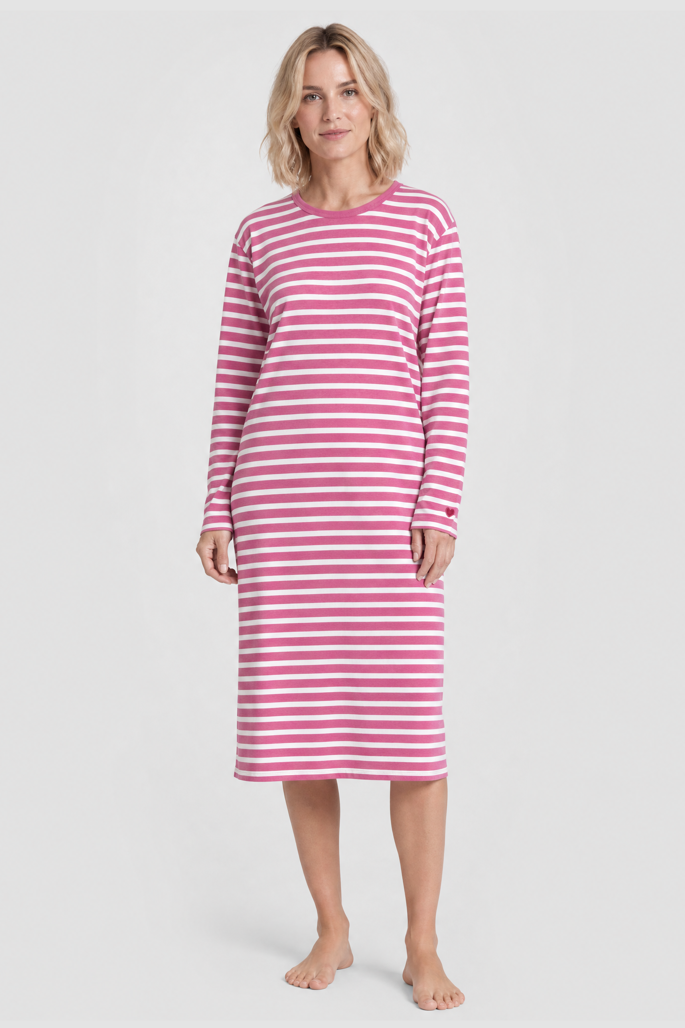 r-sch-be-happy-nachthemd-pink-ringel-baumwolle-modal image 1