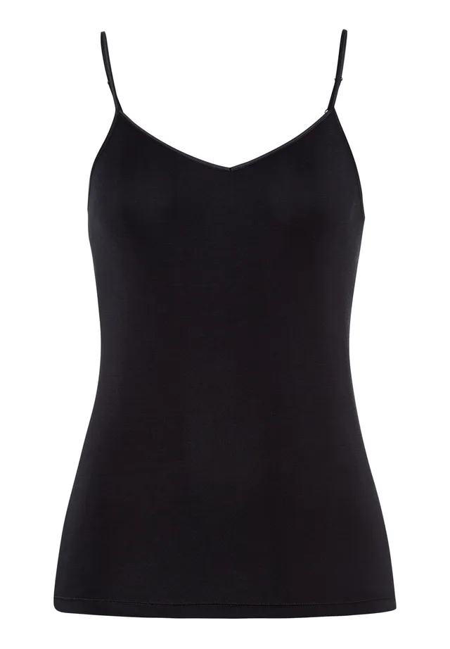 hanro-pure-silk-spaghetti-top-schwarz-100-seide-nahtlos image 1