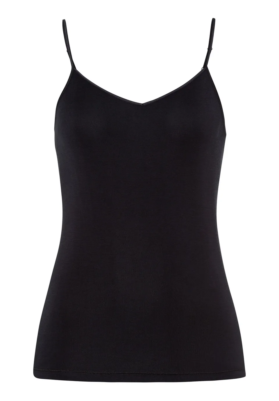 hanro-pure-silk-spaghetti-top-schwarz-100-seide-nahtlos image 1