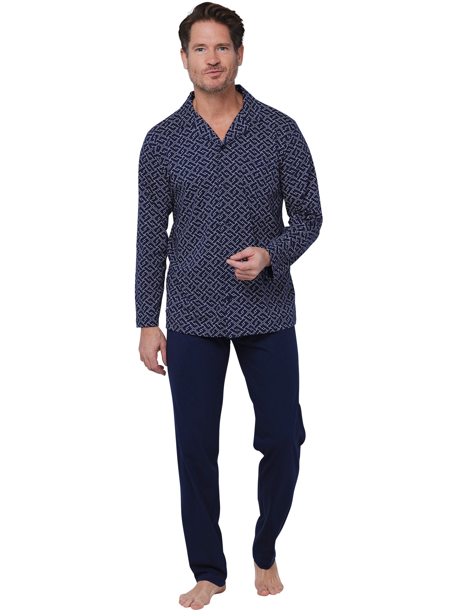 pastunette-linear-pyjama-dunkelblau-bio-baumwolle image 3