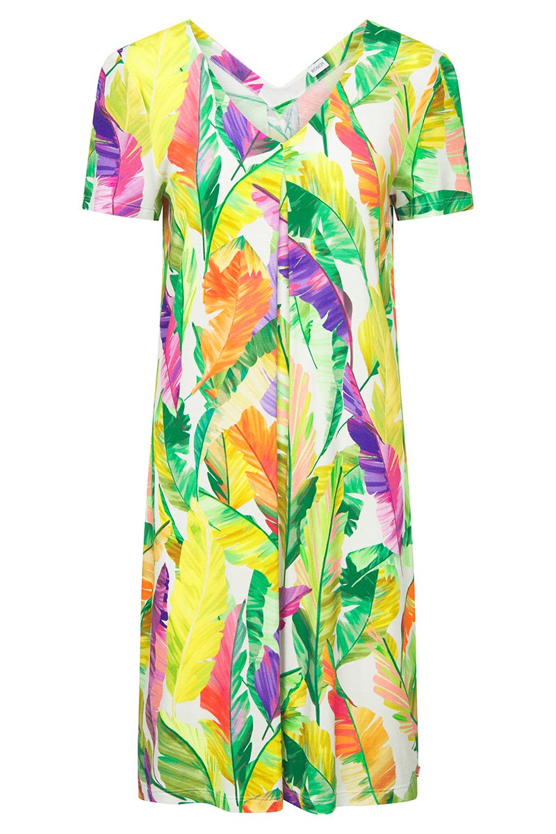 r-sch-be-happy-strandkleid-knielang-bl-tterdruck-kleid-gr-n-viskose image 2