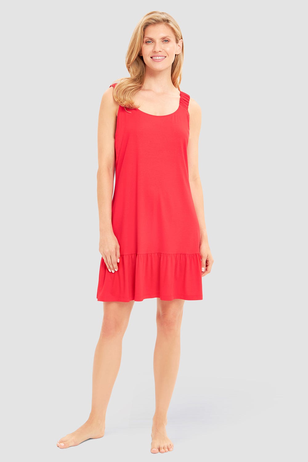r-sch-be-happy-strandkleid-knielang-rot-jersey-a-linie image 1