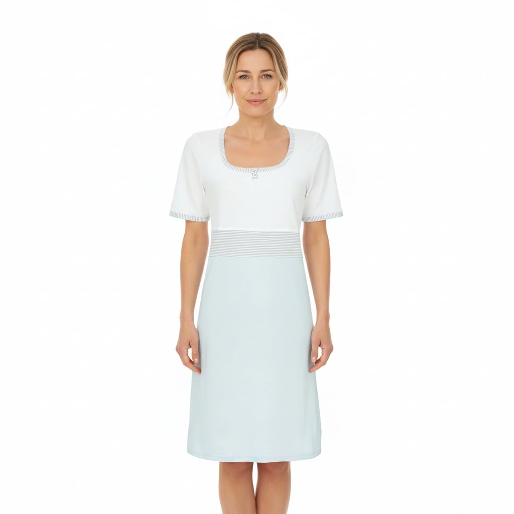 ringella-damen-sleepshirt-kurzarm-ringel-knopfleiste-95cm image 2