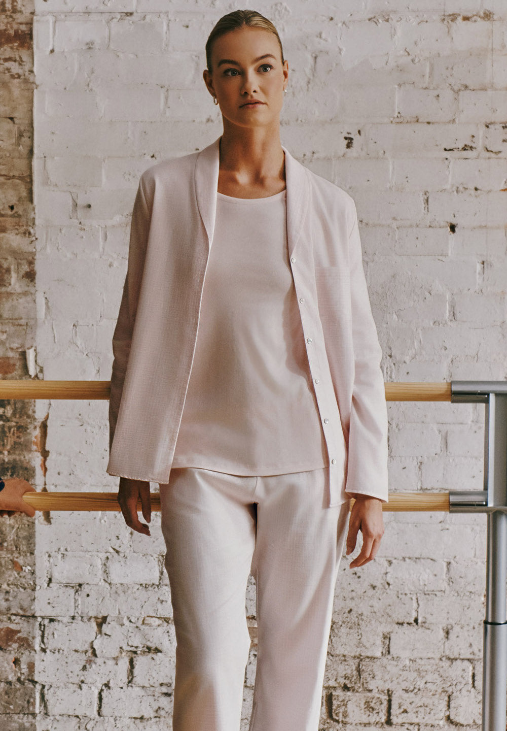 hanro-loungy-nights-langarm-shirt-rose-check-baumwolle image 1
