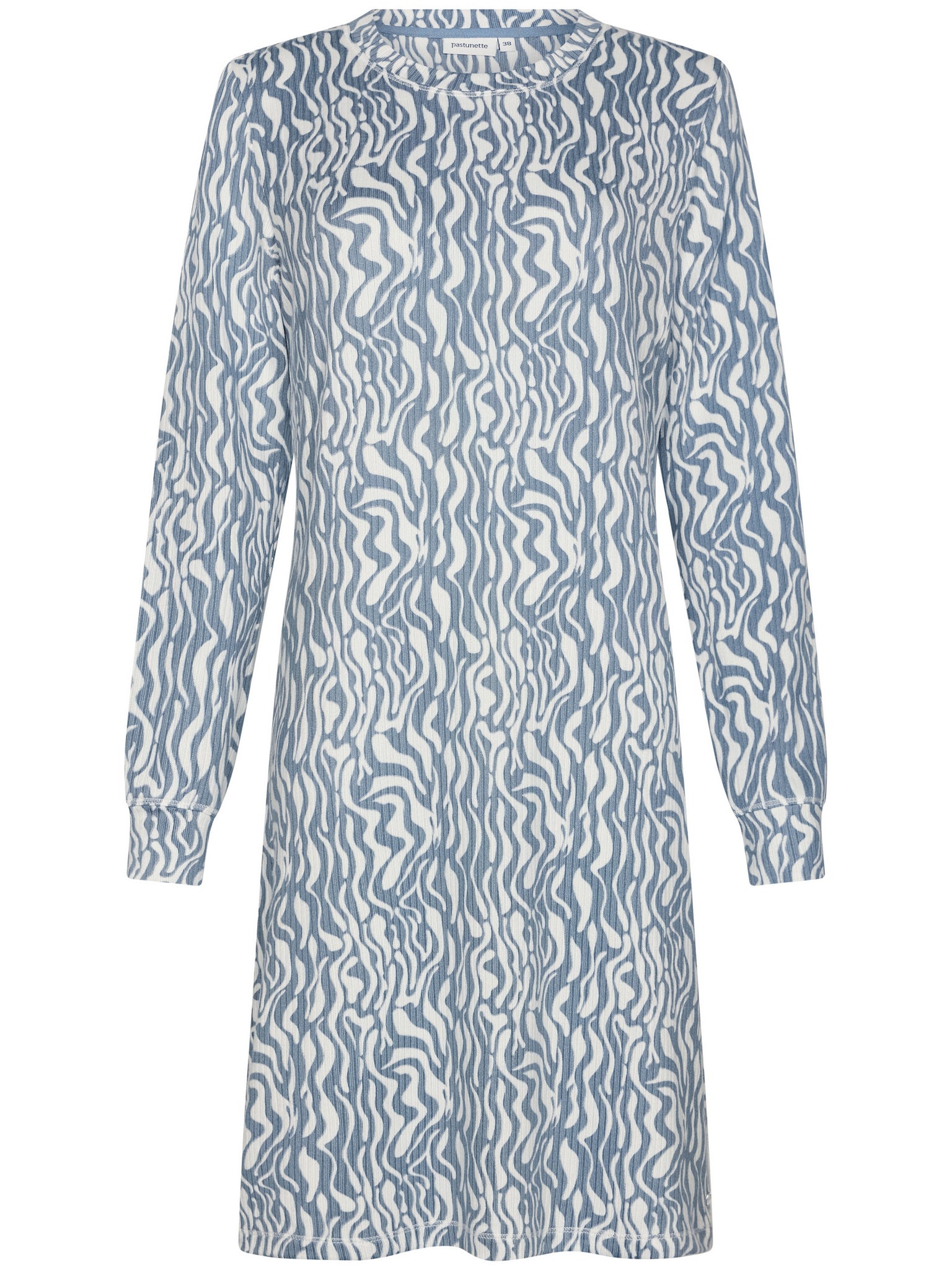pastunette-blue-mirage-nachthemd-blau-langarm-fleece-print image 1