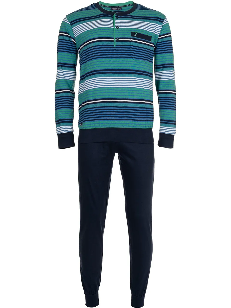 pastunette-stripes-pyjama-herren-langarm-gr-n image 1