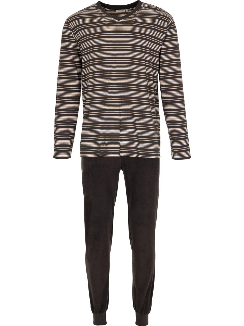 pastunette-urban-essence-herrenpyjama-braun-baumwolle image 1