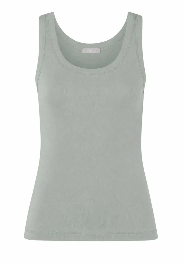 hanro-sleep-lounge-tank-top-green-tea-baumwolle-slim-fit image 1