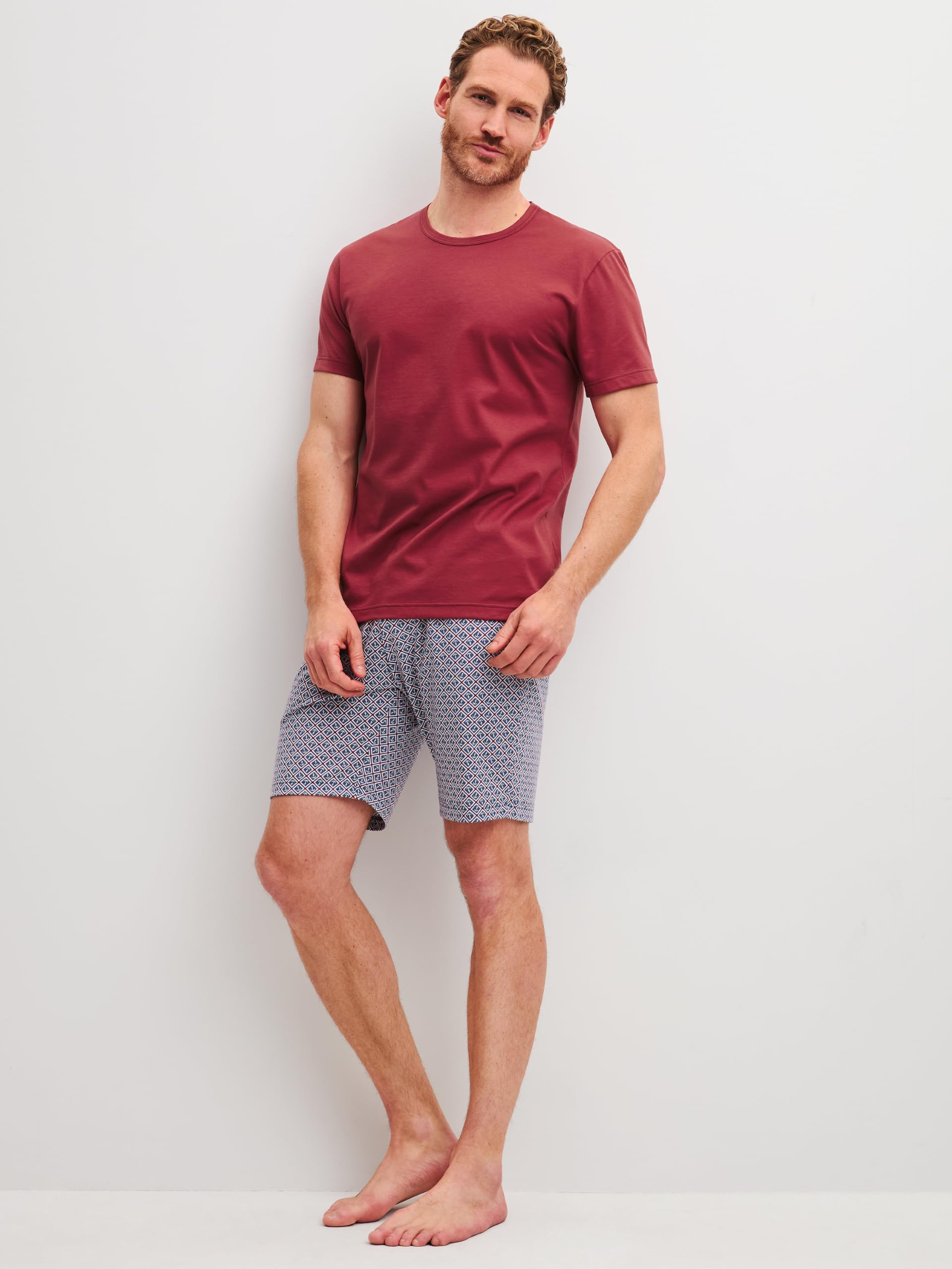 calida-cotton-special-kurz-pyjama-herren-garnet image 2