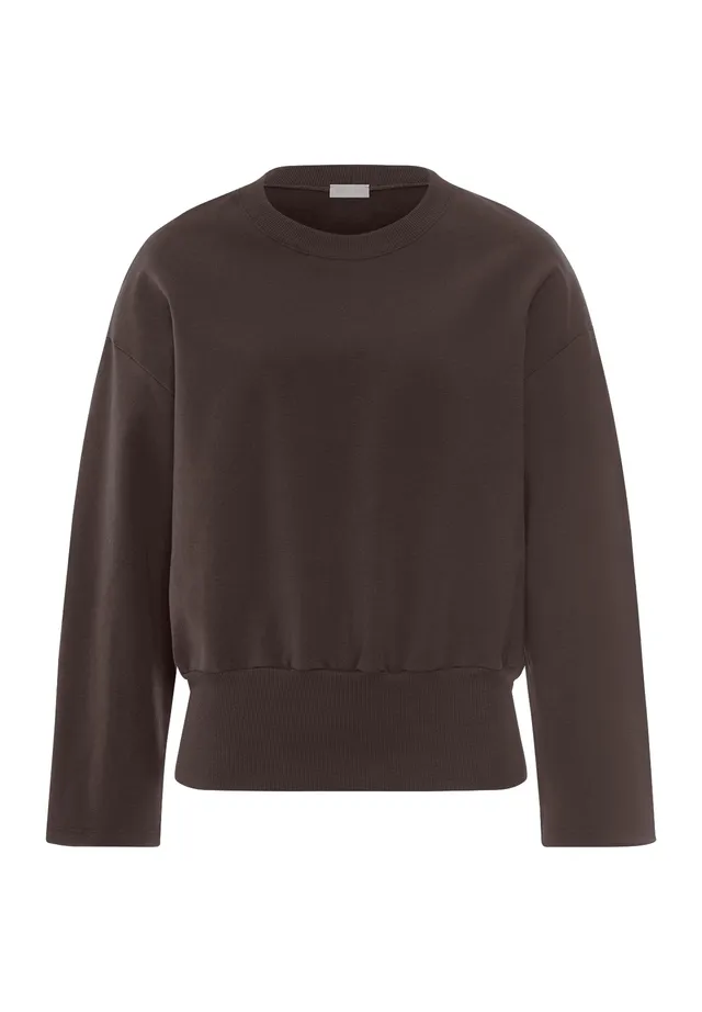 hanro-natural-living-sweatshirt-078934-dark-mocha-baumwolle image 1