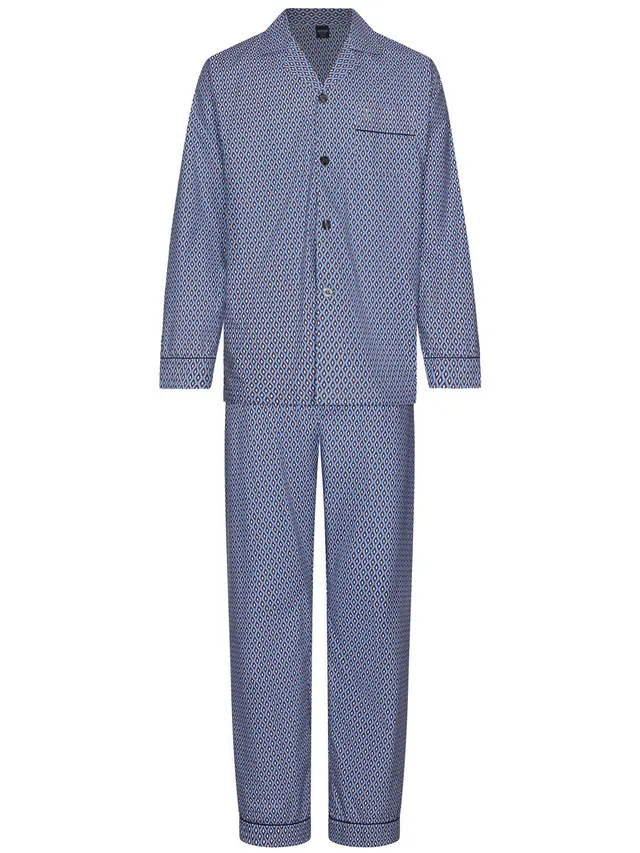 robson-herren-pyjama-baumwolle-blau-grafikmuster image 1