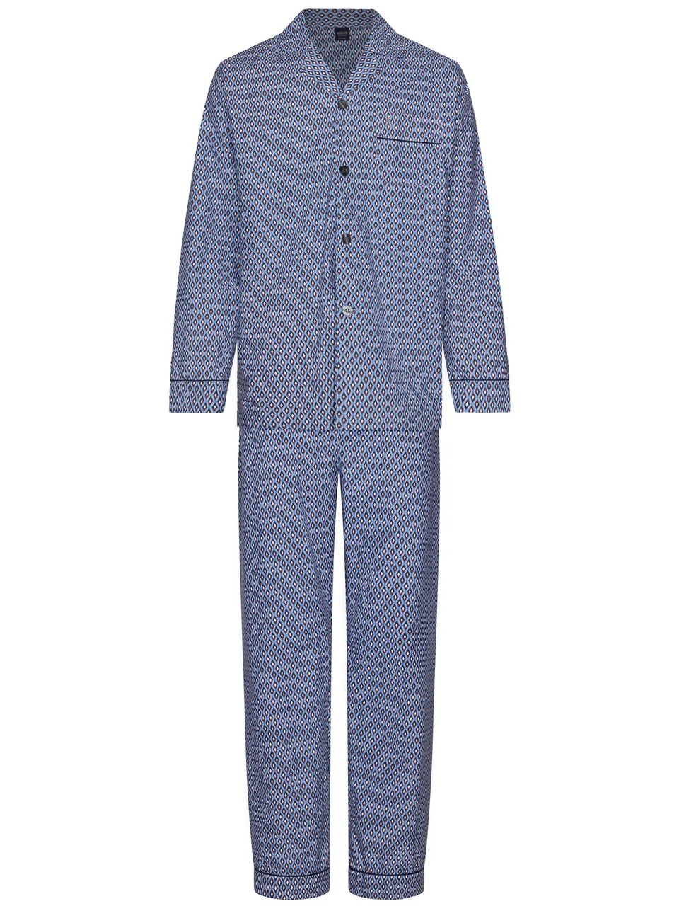 robson-herren-pyjama-baumwolle-blau-grafikmuster image 1