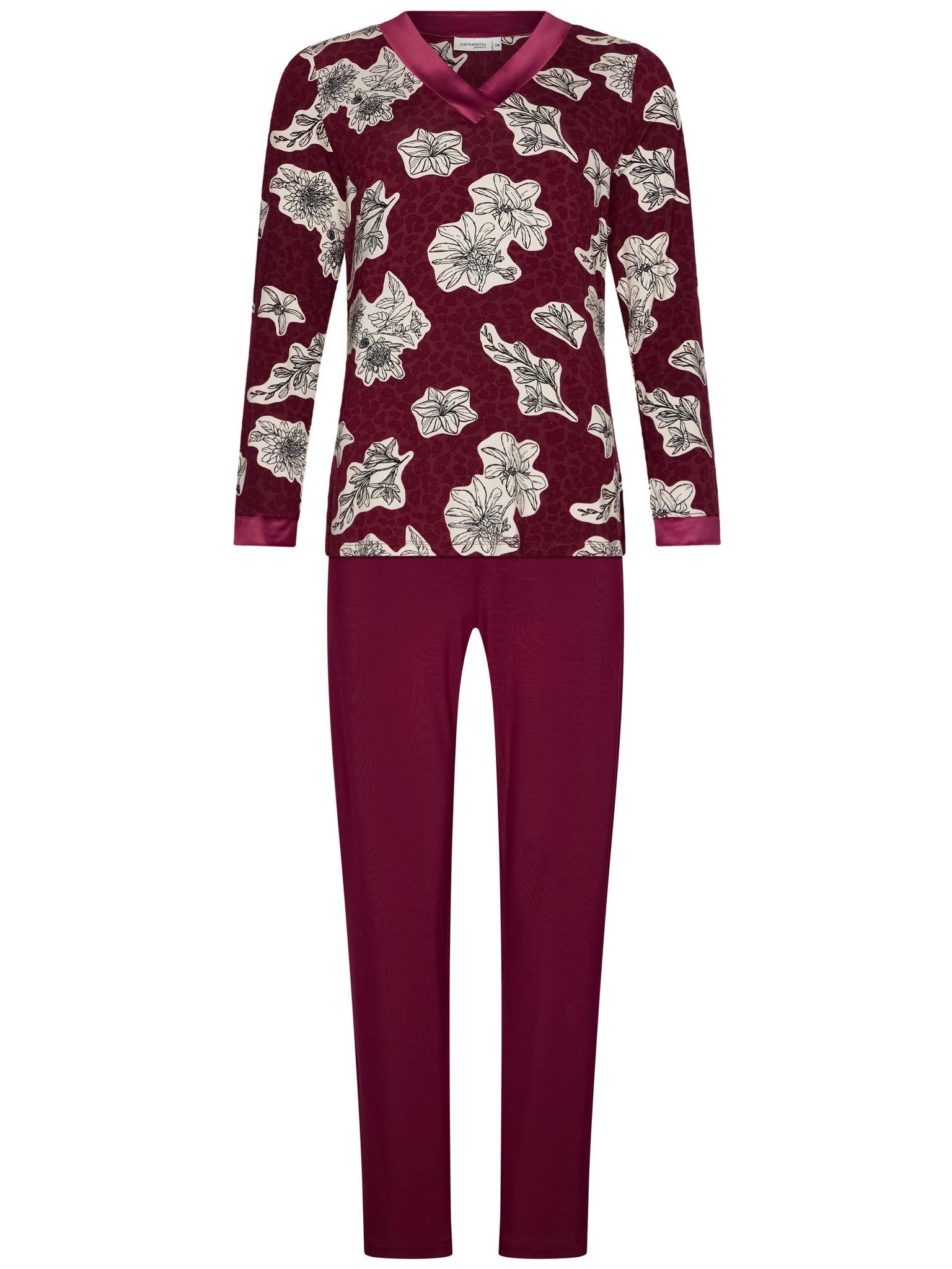 pastunette-premium-burgundy-dream-pyjama-bordeaux-print image 1